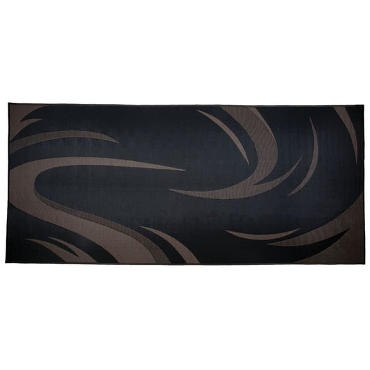 Stylish Camping SD8181 8-Feet x 18-Feet Graphic Swish Outdoor RV Reversible Patio Mat, Black/Brown