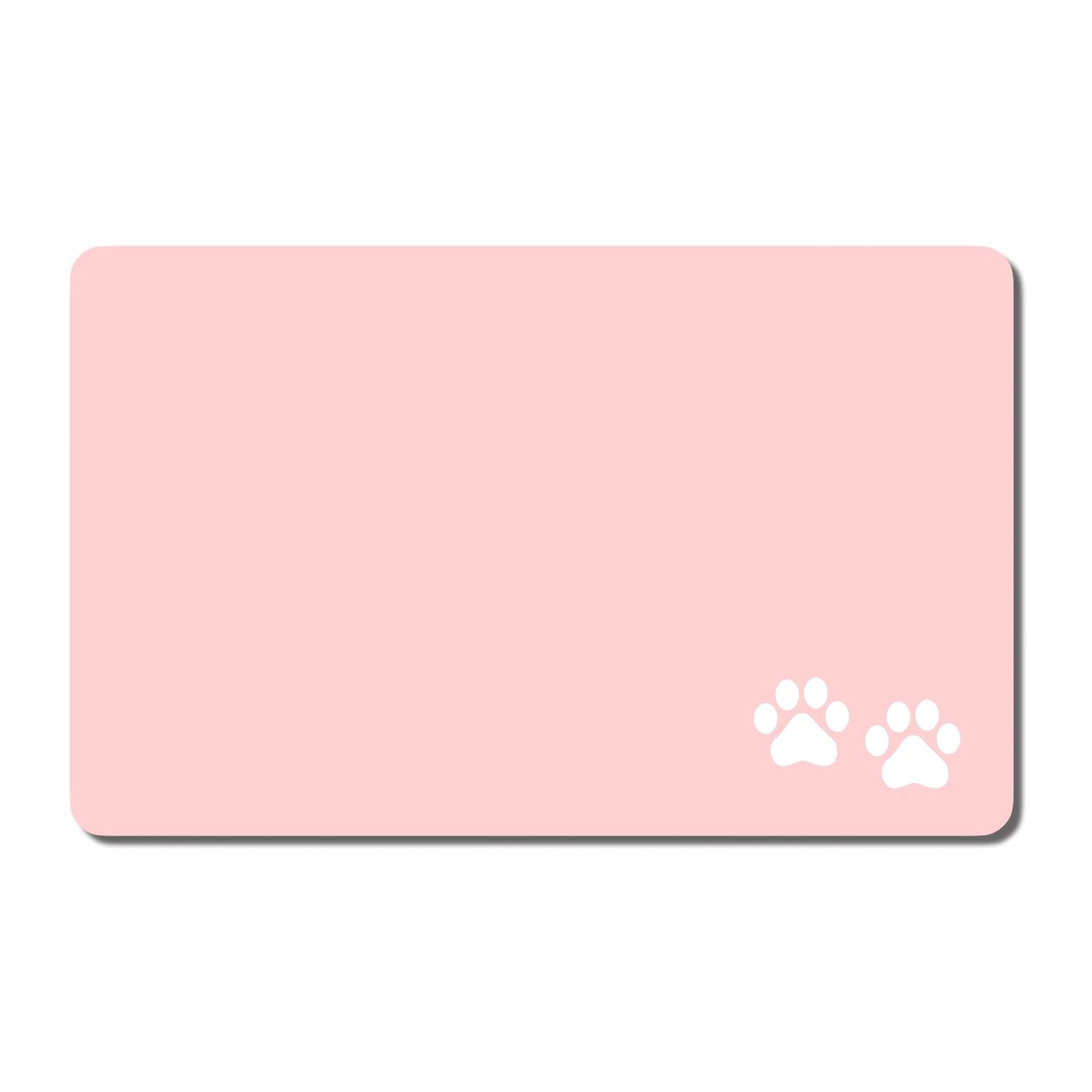 Rnivvi Dog Food Mat, 12" x 19" Footprint Absorbent Dog Cat Bowl Mat for Food and Water, Cute Anti-Slip Rubber Pet Feeding Rug Protect Floors, Puppy Placemat for Feeding & Watering Supplies, Pink
