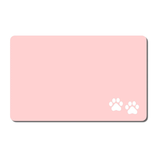 Rnivvi Dog Food Mat, 12" x 19" Footprint Absorbent Dog Cat Bowl Mat for Food and Water, Cute Anti-Slip Rubber Pet Feeding Rug Protect Floors, Puppy Placemat for Feeding & Watering Supplies, Pink