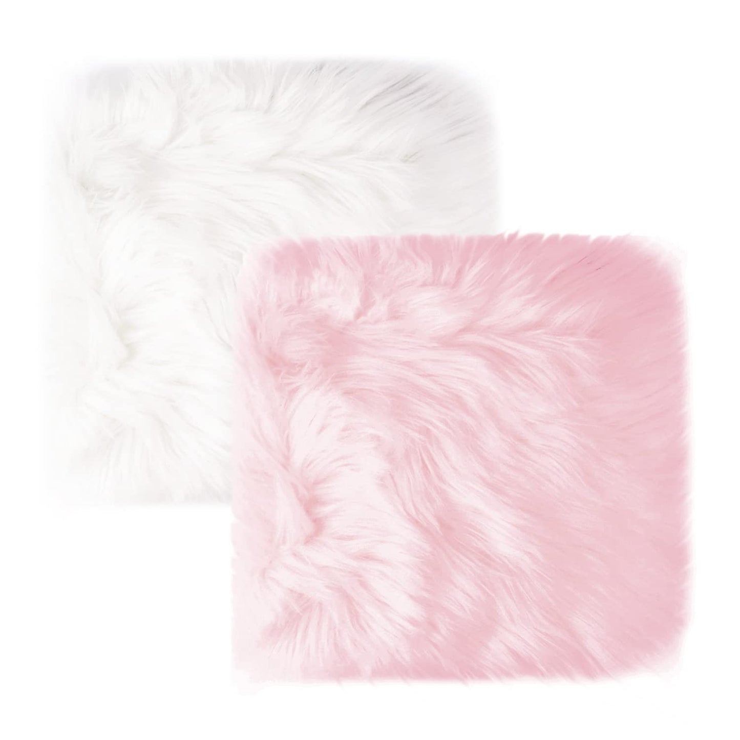 Qiodo 2Pack 12’’ Small Faux Fur Cushion Fluffy Plush Area Rug Photo Props