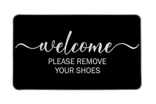 VCVYOP Please Take Off Your Shoes Welcome Doormat 18 x 30 Inch Entrance Indoor and Outdoor Door Mats Easy to Clean Black Rubber Rugs for Home Entry,Kitchen,Bathroom Decor (Black 1)