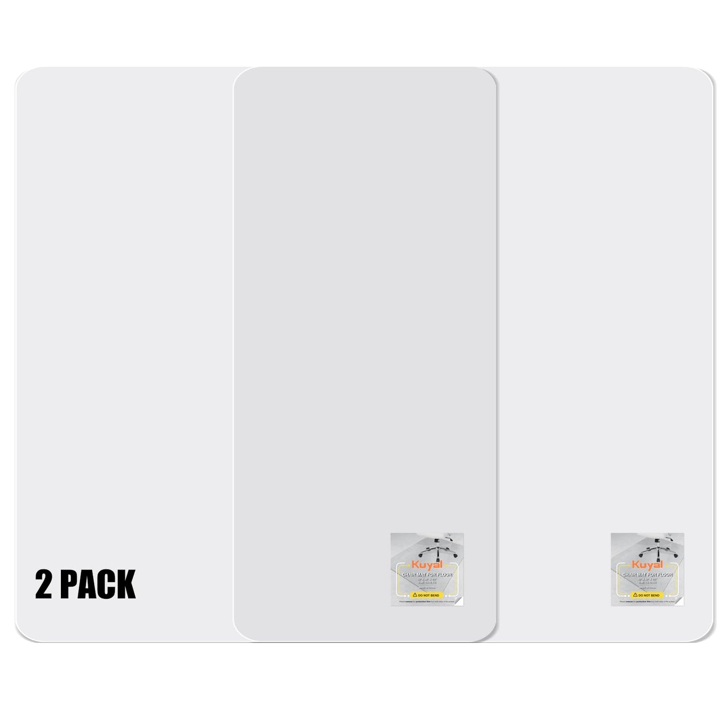 Kuyal 2 Pack 1/5" Thick Office Chair Mat, 40" x48" Heavy Duty Hard Computer Chair Mat, Under Desk Protector Carpeted Floors Mats, Easy Chair Movement, Can be Used on Carpet or Hard Floor, Ship Flat