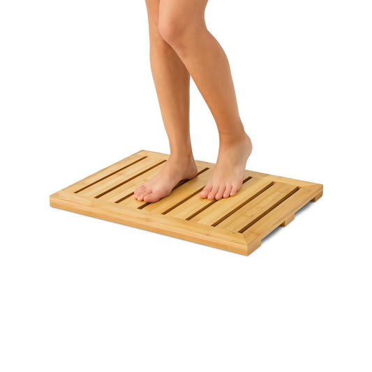 RITEVA Bamboo Bath Mat, Non Slip Bath Mat, Bath Furniture, Bathroom Accessory, Natural Bamboo Furniture, Floor Mat for Spa & Sauna, Bamboo Mat for Indoor & Outdoor Spaces, Minimalist.