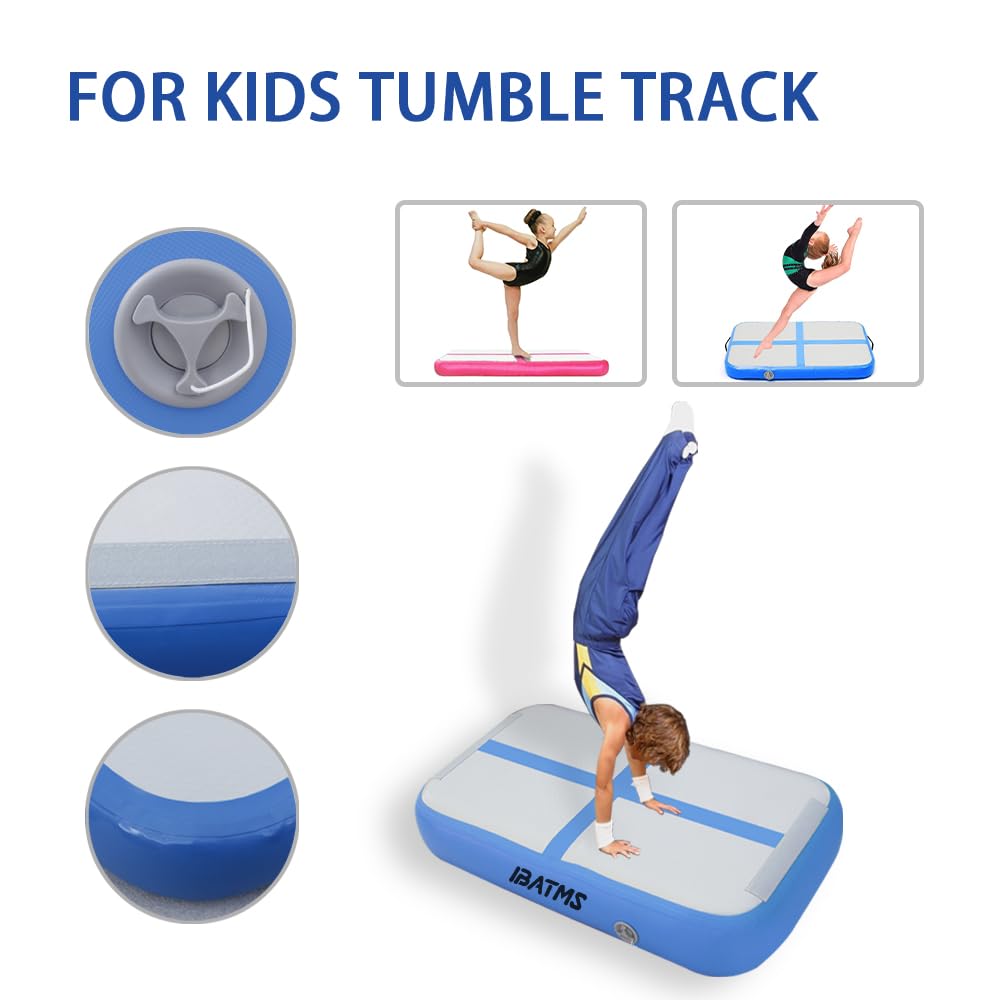 IBATMS Air Tumble Track Mat,Inflatable Gymnastics Air Mat for Gymnastics Training/Home Use/Cheerleading/Yoga/Water with Electric Pump