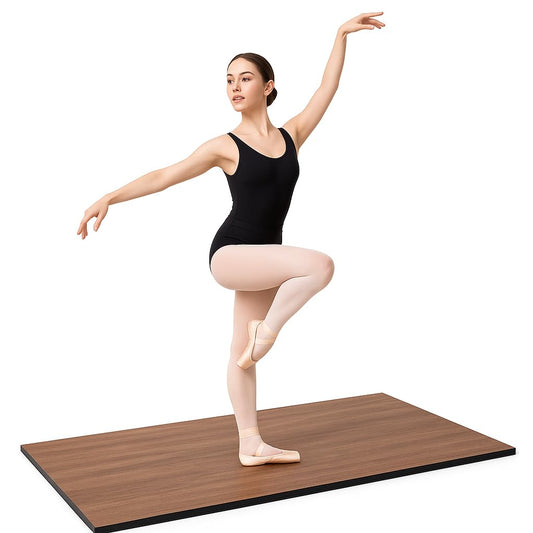 Marley Dance Floor Reversible Premium – 2-in-1 Vinyl & Rubber Mat for Ballet, Contemporary & Fitness – 5mm Thick, Dark Wood Finish – Includes Zippered Carry Bag – Home & Studio