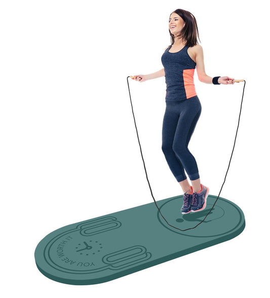 LERYG 8/20/30mm Jump Rope Mat Fitness Exercise Mat Durable, Non-Slip, Workout Mats with Jump Rope & Carrying Bag for Home Gym Flooring in Green(55"x 24")