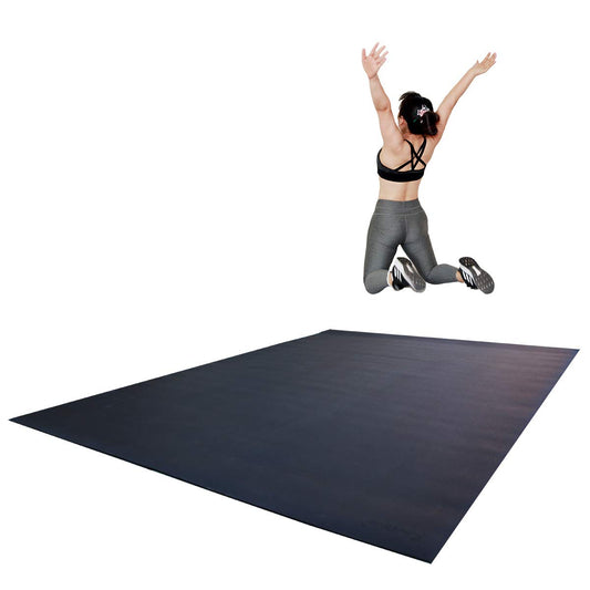 RevTime Extra Large Exercise Mat 8 x 6 feet (96" x 72" x 1/4"+) 7 mm Thick & High Density Mat for Home Cardio and Yoga Workouts, Durable Gym Mat, Black