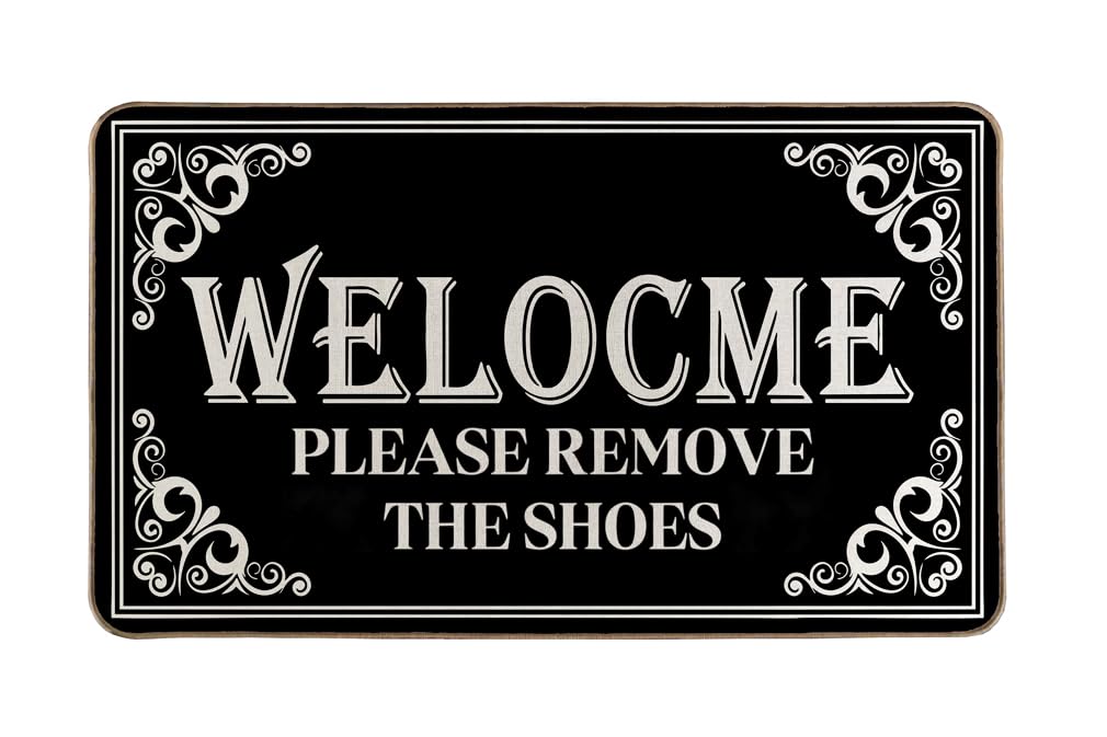 Take Off Shoes Door Mat 17 x 30 Inch Welcome Doormat Entrance Door Mat Funny Gray Shoes Take Them Off Mats for Entrance Indoor and Outdoor Black Non-Slip Entryway Mats (Black 2)