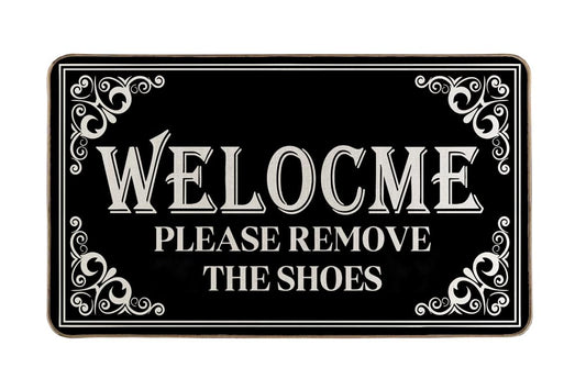 Take Off Shoes Door Mat 17 x 30 Inch Welcome Doormat Entrance Door Mat Funny Gray Shoes Take Them Off Mats for Entrance Indoor and Outdoor Black Non-Slip Entryway Mats (Black 2)