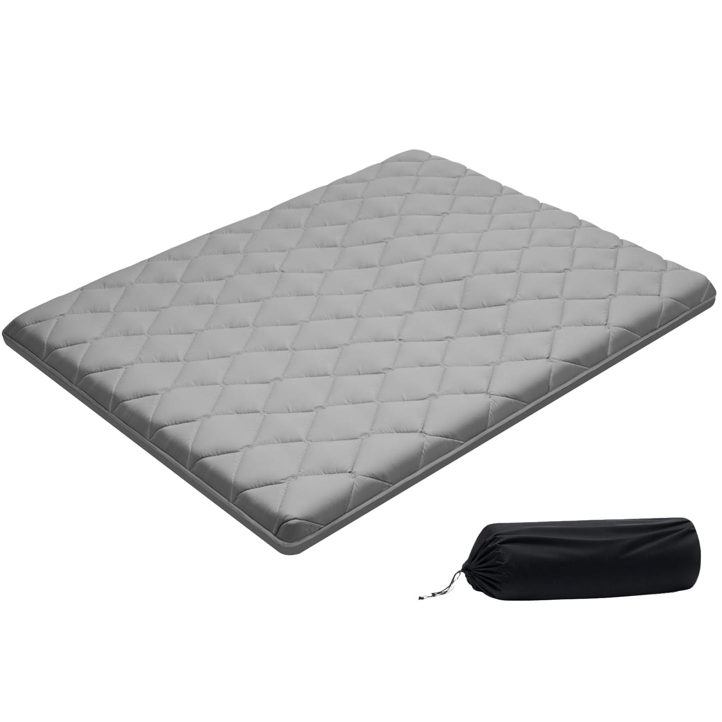 VEVOR Japanese Floor Mattress Queen, 3.5" Thick Futon Mattress, 100% High Density Comfortable Foam, Foldable Tatami Mat with Storage Bag, Sleeping Pad for Camping Dormitory Yoga, Gray