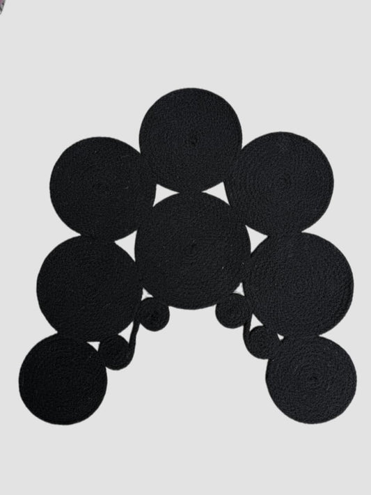 SHIVERO HOMES Round Jute Bath Mat 23.6 x 15.7 Inch, Handwoven Double Sided Woven Black Bathroom Rug, Non Slip Toilet Mat for Bathroom Floor, Shower & Commode Décor