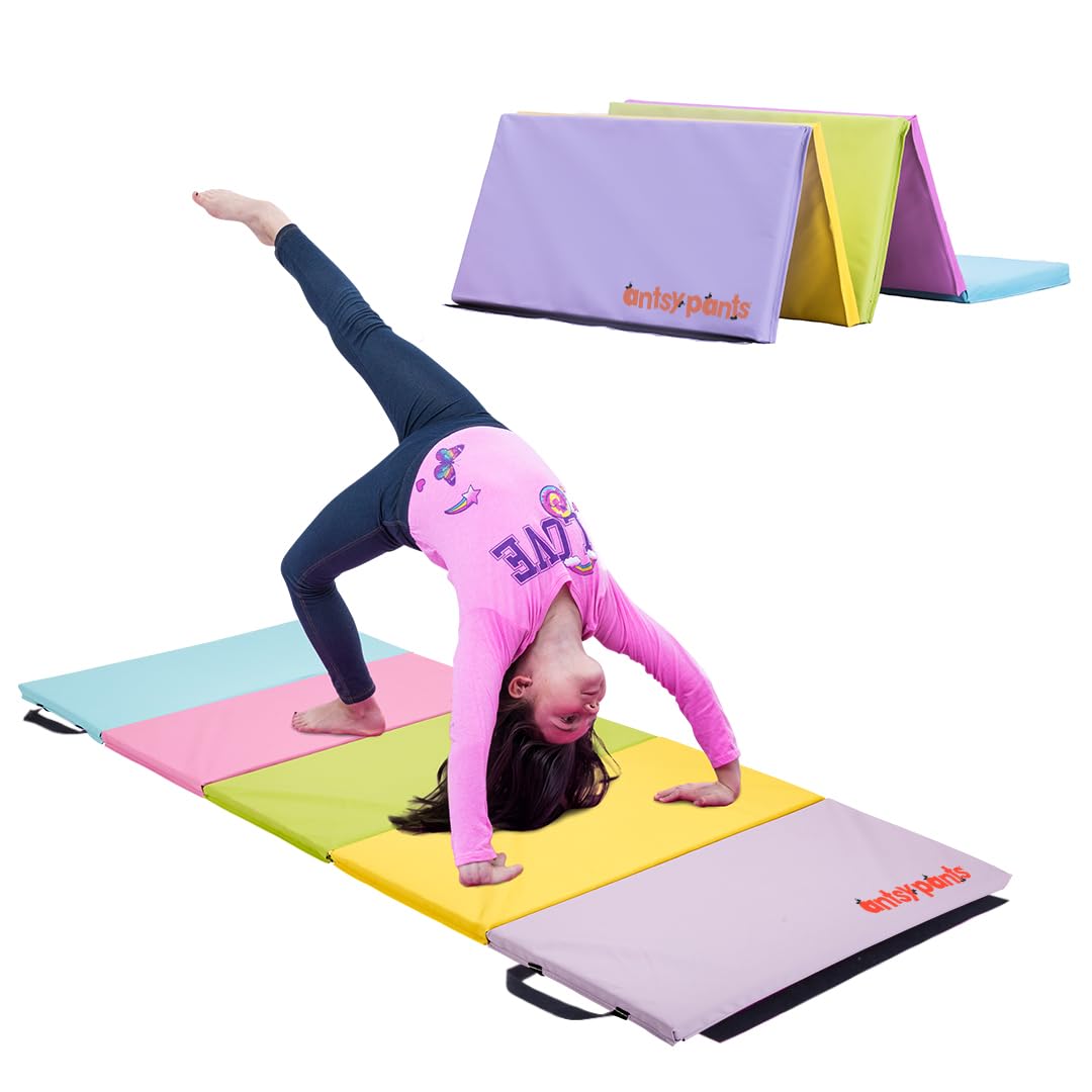 Antsy Pants Tumbling Mat for Kids – 5-Fold Gymnastics Mat, Easy to Clean, Sturdy, Foldable Tumbling Mats, Padded, Lightweight, Portable, Gymnastics Equipment for Active Play