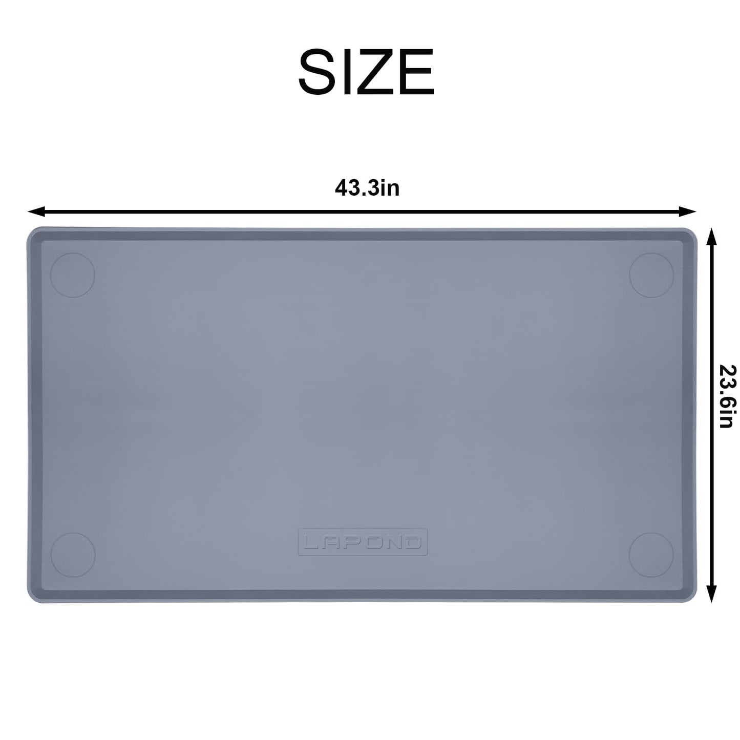 LAPOND Silicone Waterproof Plant Mat for Indoor Plants and Hydroponics Growing System, Easy to Clean and Non-Slip, 43.3 x 23.6 Inches, Gray