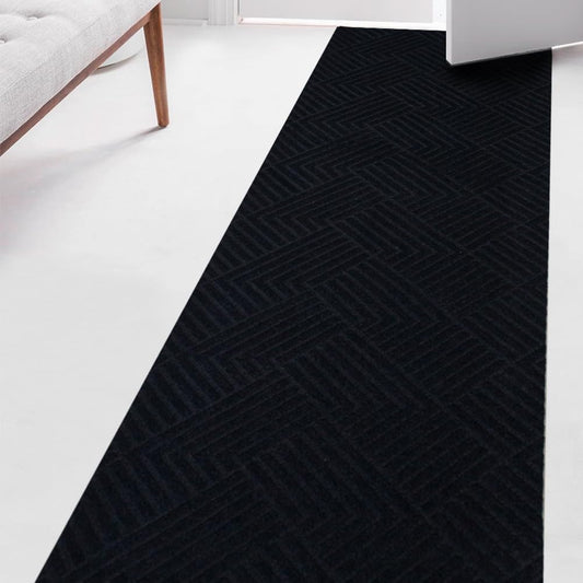 LITA Black Striped Customized Runner Rug Indoor Outdoor Area Rug with Non-Slip Rubber Backing for Hallway Kitchen Balcony Garage Stair Laundry 2 x 6 Feet