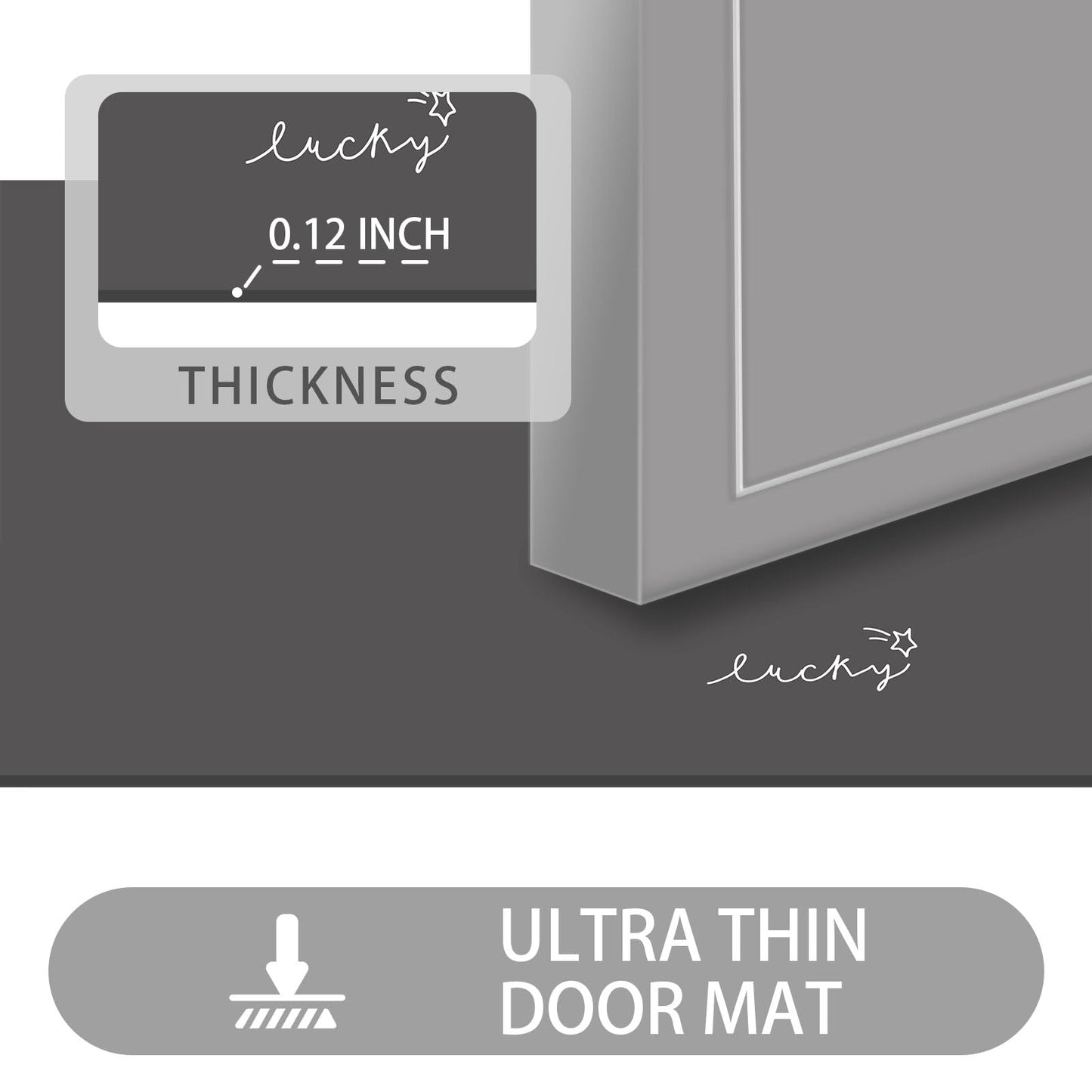 LYGLIGH Ultra Thin Door Mat Indoor Entrance, 1/10 in Thin Door Mats for Inside Entry, Non-Slip Rubber Backing Washable Doormat, Fade Resistant, Absorbent Dirt Trapper, 24"X16", Dark Grey