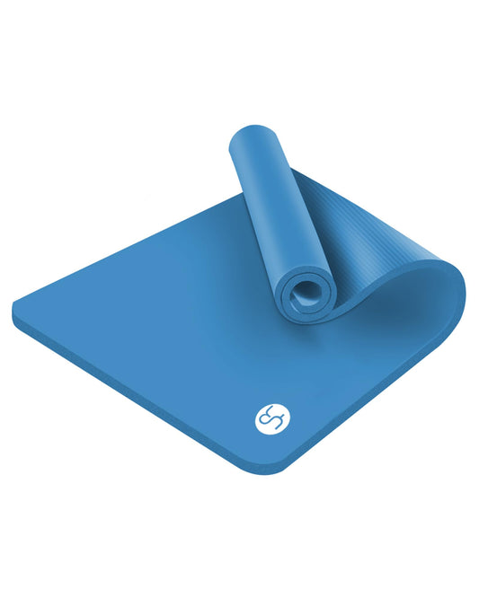 YR Large Yoga Mat for Men Exercise Mat 76"x35" 15mm Thick Foam Mat - Blue