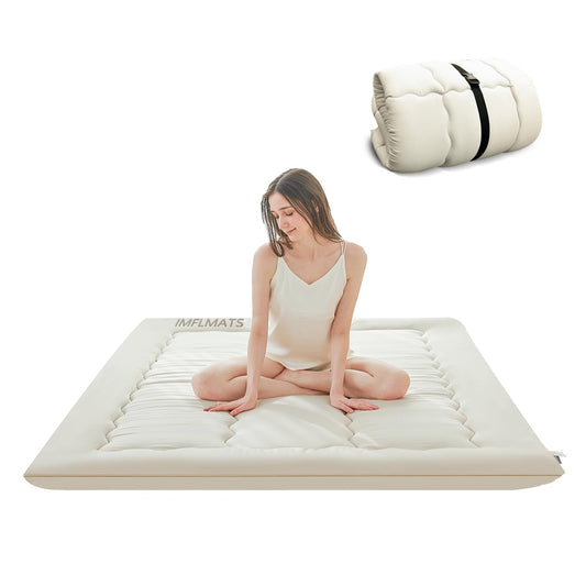 Japanese Floor Mattress Futon Mattress,3" Foldable Tatami Sleeping Pad for Adults ,(Shikibuton)100% High Density Foam Comfortable Floor Mattress Full Size 54"x 80",Ideal for Comfort and Support,Beige