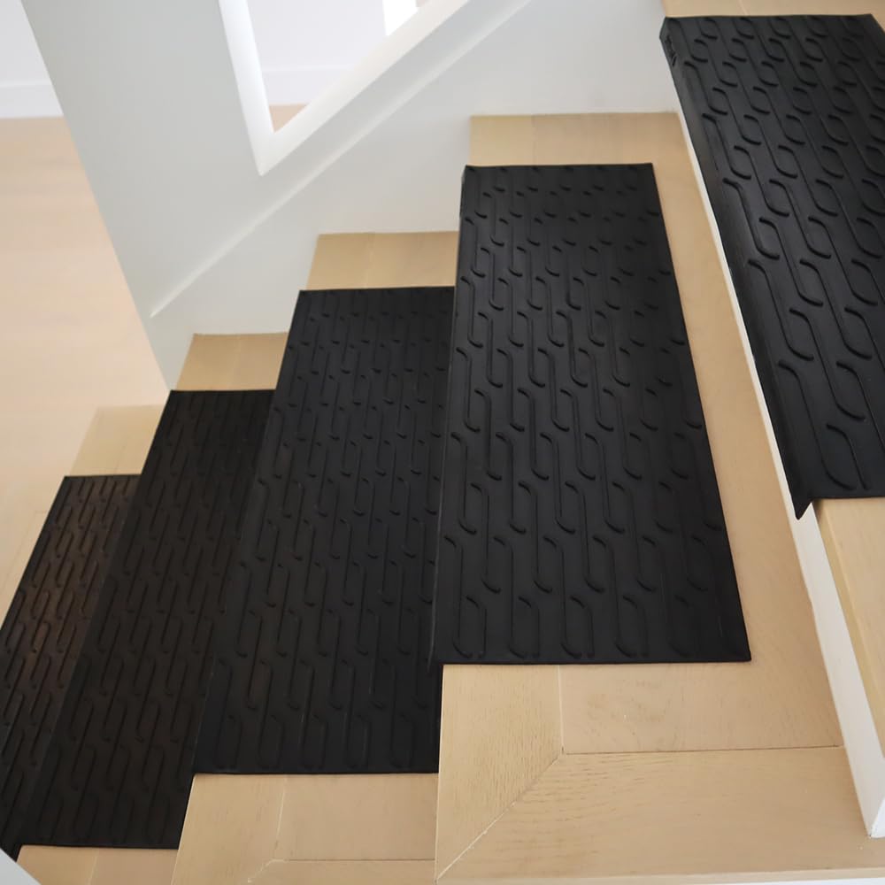 Rubber-Cal Chelsea Rubber Stair Mats - 9.75" x 29.125" - 6 Pack