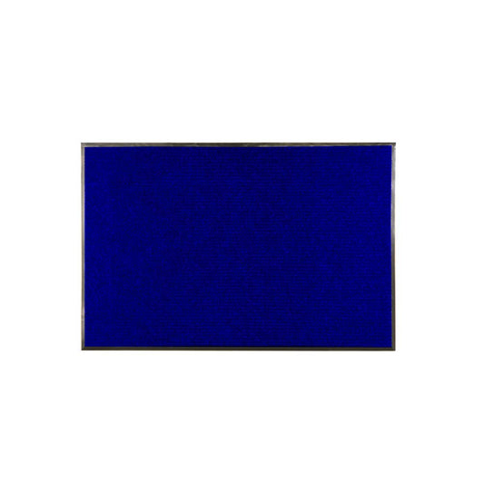 Restaurantware Comfy Feet 36 x 24 Inch No-Slip Floor Mat 1 Ribbed Carpet Utility Mat - Indoor and Outdoor for Homes Or Offices Blue Polyester Fibers Entry Mat Vinyl Backing Easy to Clean