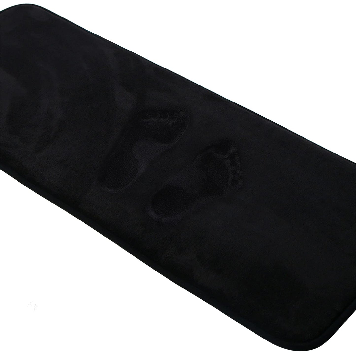 PAGGED Black Bath Mat Runner Long Narrow Bathroom Rug Memory Foam Microfiber Bathroom Carpet Non Slip Soft Absorbent Washable Bathrug,16" x 47"