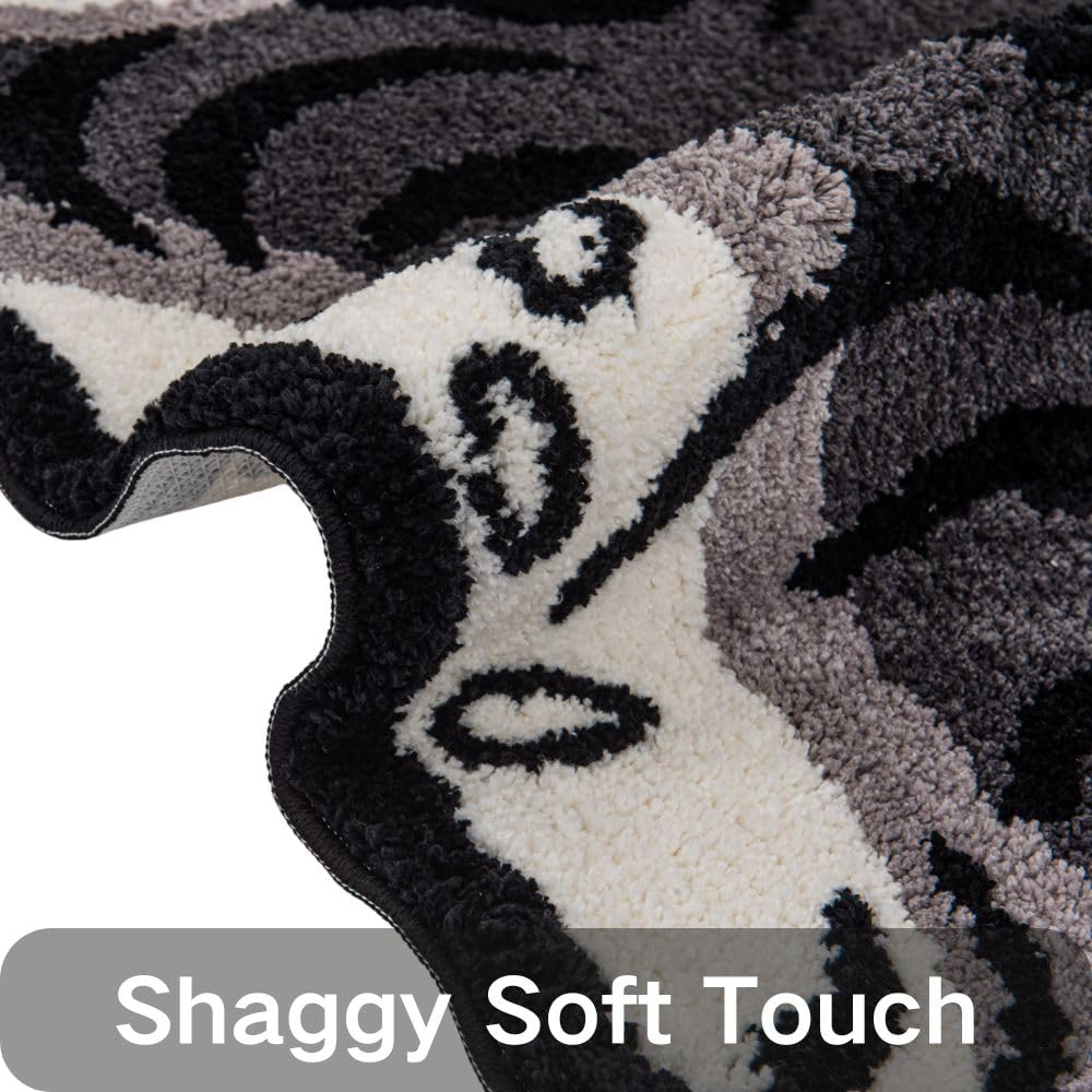 5x3ft Tibetan Tiger Tufted Rug for Living Room, Soft Fun Rugs for Bedroom Aesthetic,Washable Carpet with Nonslip TPR Backing,Home Decor (Gray)