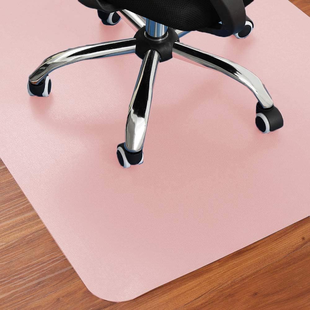 Extra Large Chair Mat PU Leather Floor Mat for Hardwood Floor,Non-Slip Computer Gaming Rolling Chair Mat,Scratch-Resistant Floor Protector Carpet for Home Office (Pink,23.6x39inch)