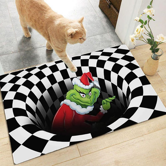 3D Illusion Door Mat, Funny Entryway Rug - Christmas Decoration Indoor Outdoor Xmas Halloween Welcome Bathroom Kitchen Floor mat Door Decor Home Decorative (Black 20" × 32")