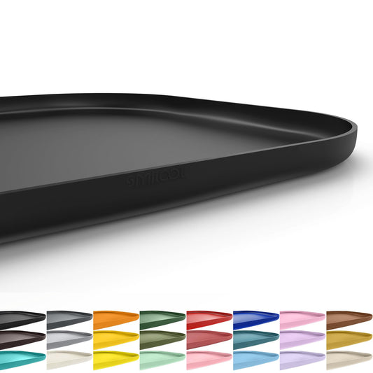 SMILOOL Silicone Pet Food Mat with Raised Edge for Food and Water Bowl, Dog Feeding Mats, Cat Food Trays for Floor Waterproof, Rubber Tray for Dogs and Cats, 24 x 16 x 0.8 Black