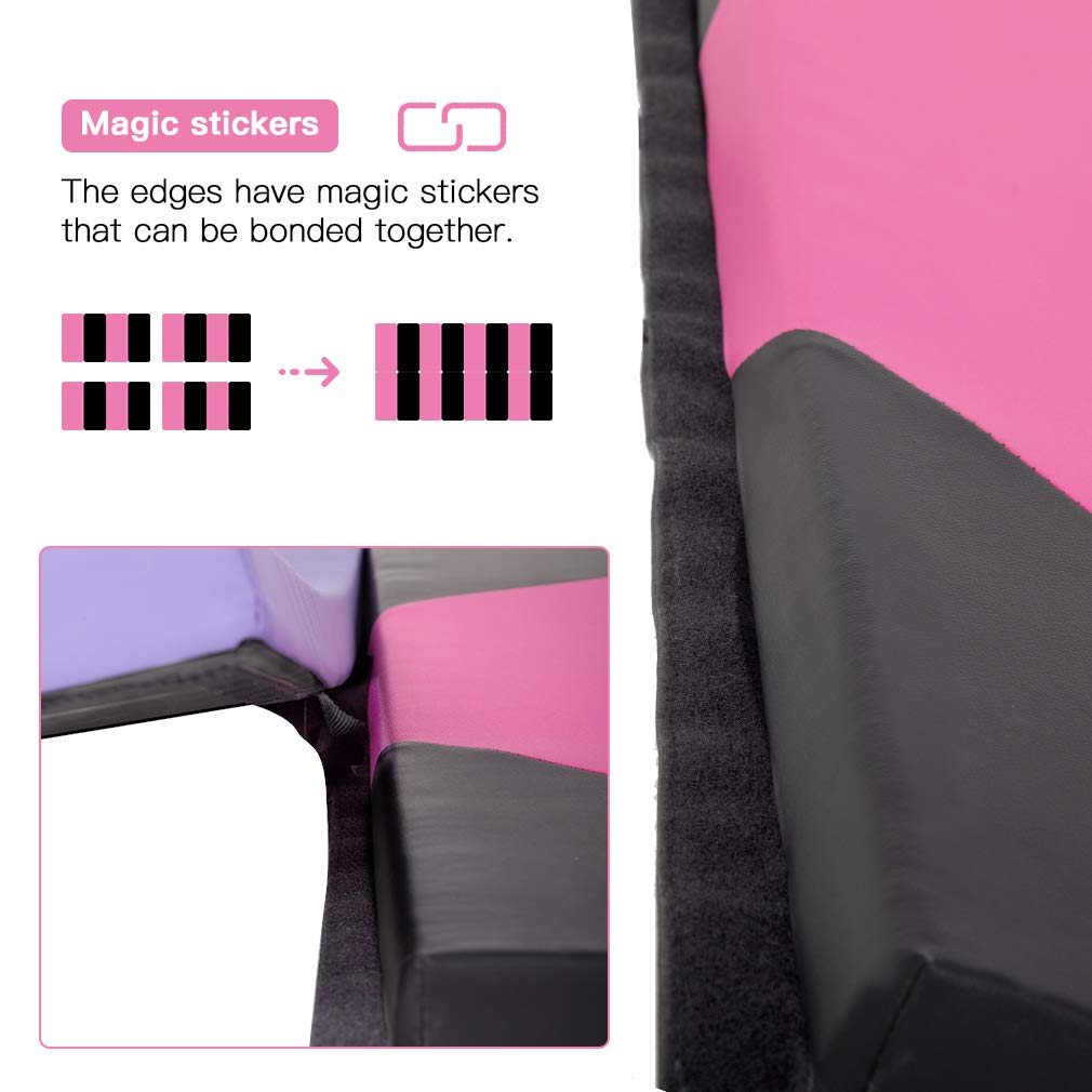 Gymnastics Tumbling Mats Portable Gymnastics Mat 4 Folding Tumbling Mat 4'x10'x2"Thick Yoga Mat Exercise Mat with Carrying Handles for home Workout outdoor Yoga Gymnastic