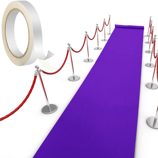 Shappy Purple Carpet Runner Rug for Party 55gsm Purple Runner for Prom Events Thickness with Carpet Tape Hallway Rug for Graduate Wedding Party Dance Floor Outdoor Accessories(2.6 x 60 Feet)