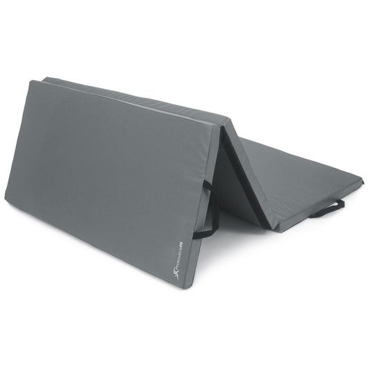 ProsourceFit Tri-Fold Folding Thick Exercise Mat 6’x4’ with Carrying Handles for Tumbling, Martial Arts, Gymnastics, Stretching, Core Workouts, Grey