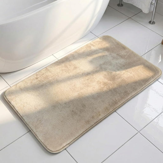 Muddy Mat® Memory Foam Bath Mat – Velvet Soft Non Slip Bathroom Rugs, Thick Absorbent Bath Rugs, Washable Bath Mat for Bathroom Floor and Shower, Beige 18" x 28"