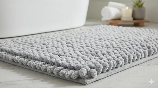 Lavish Threads Luxury Chenille Bath Mat – Soft Microfiber, Non-Slip, Highly Absorbent Bathroom Rug, Machine Washable – Multiple Sizes & Colors (Light Grey, 16"X24")