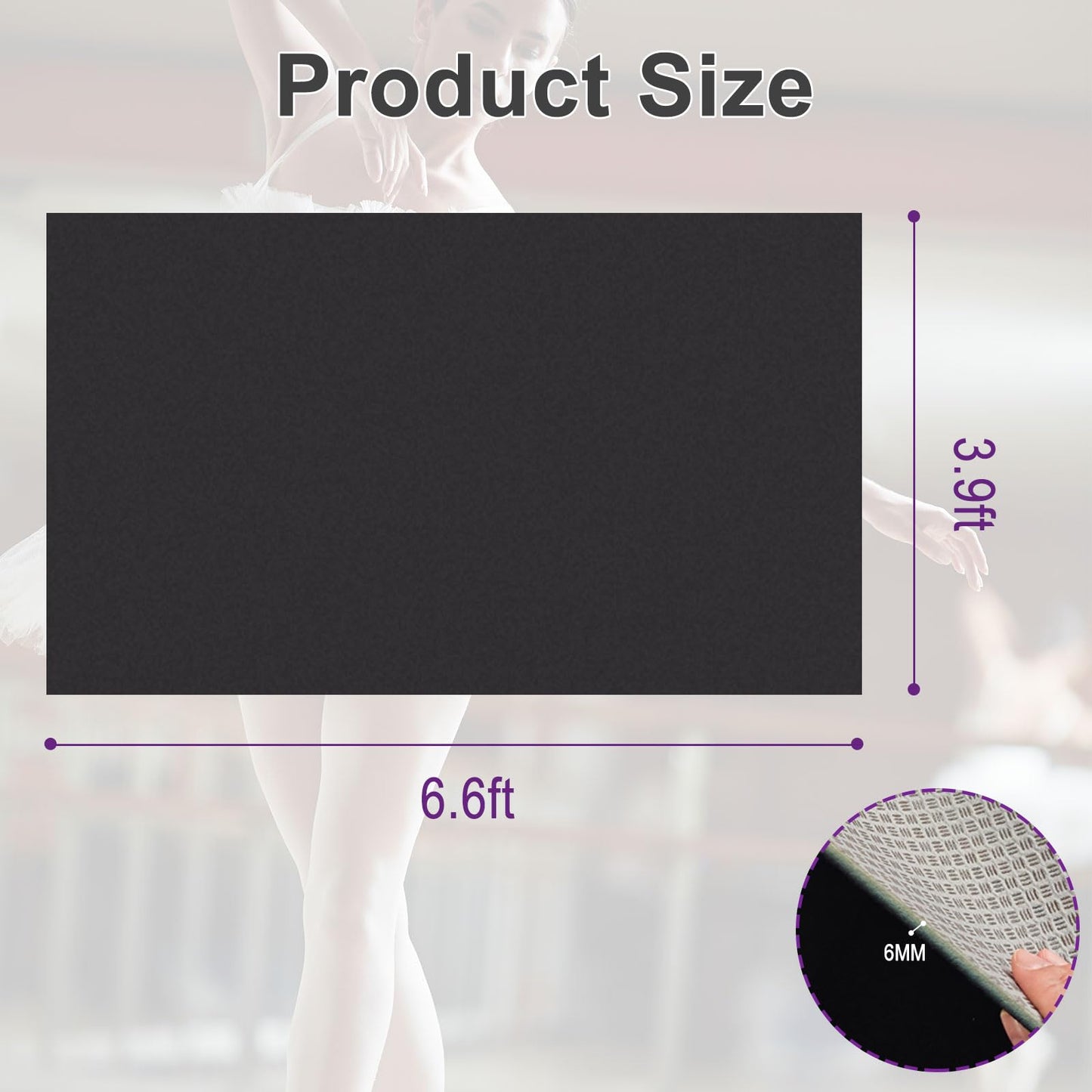 LTTGX Portable Dance Floor Mat for Turning Practice – Non-Slip Spin Training Mat, Portable Dance Turn Mat for Dancers – Round 33” & Rectangular 6.6×3.9ft (Rectangle)