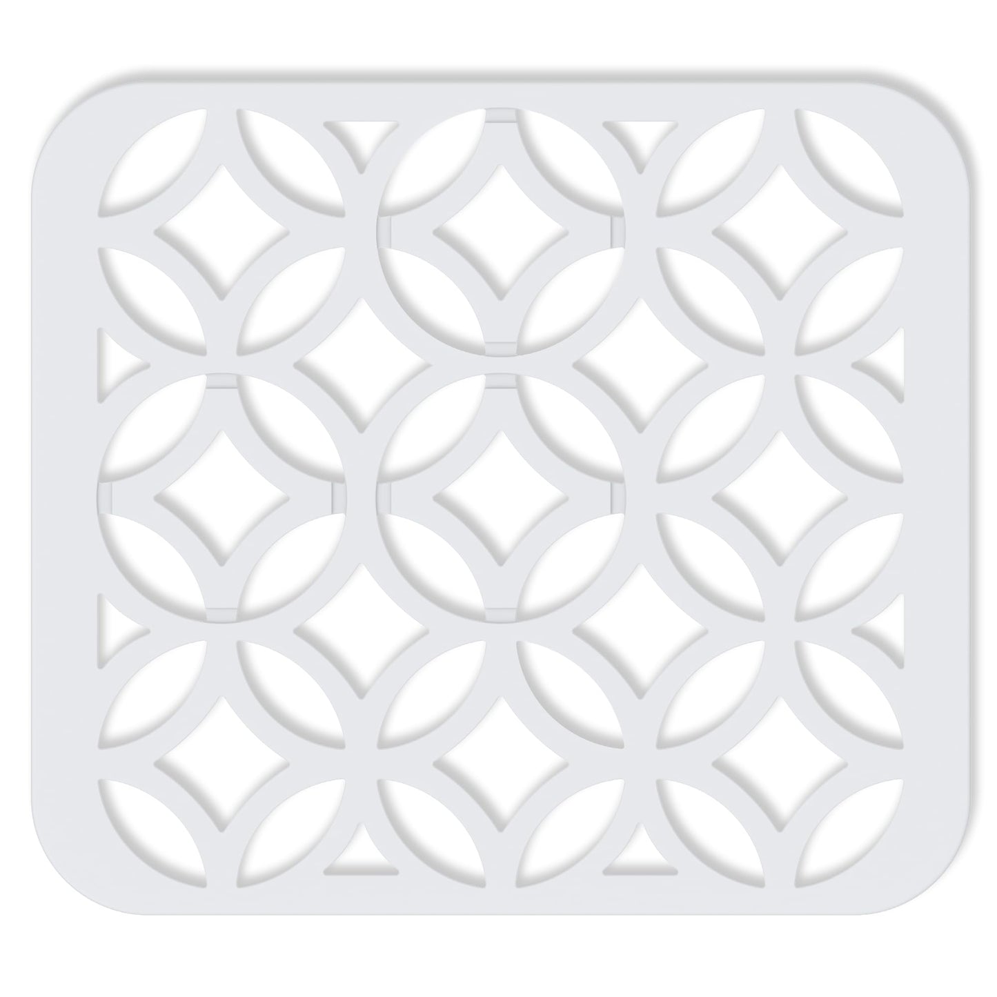 BEHOK 2 Pack 12 x 11 inches Small Silicone Sink Mat, Feng Shui Coin Pattern Heat-resistant Sink Protector for Kitchen Sink with Lucky Coin Design, DIY Cut-to-fit Drain (White)