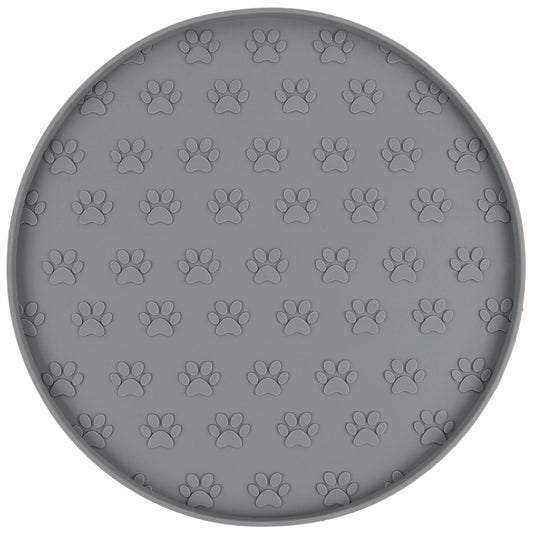 SUNLAND Silicone Dog Food Mat, Pet Feeding Mat for Food and Water, Waterproof Non-Slip Cat Feeding Bowl Mat with Raised Edge, Prevents Residue from Spilling onto The Floor Grey