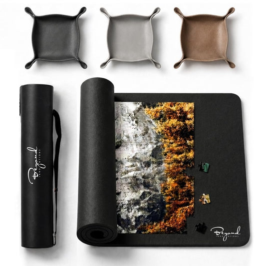 Jigsaw Puzzle Mat Roll Up – 47" x 26" | 3 Sorting Trays, 3 Fastening Straps, Foam Tube, & Travel Friendly Storage Bag | Non-Slip Rubber Puzzle Matt Rollup - Up to 1500 Pieces