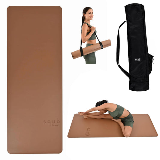Premium PU & Natural Rubber, Yoga Mat Thick 5mm – Non Slip Exercise Mat Workout Surface, Extra Large 72'' x 27'' Wide Design, Pilates Fitness Training – Includes Strap & Carry Bag