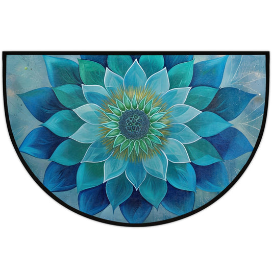Daiachsy Teal Mandala Half Round Rug Half Moon Door Mat Half Circle Rugs