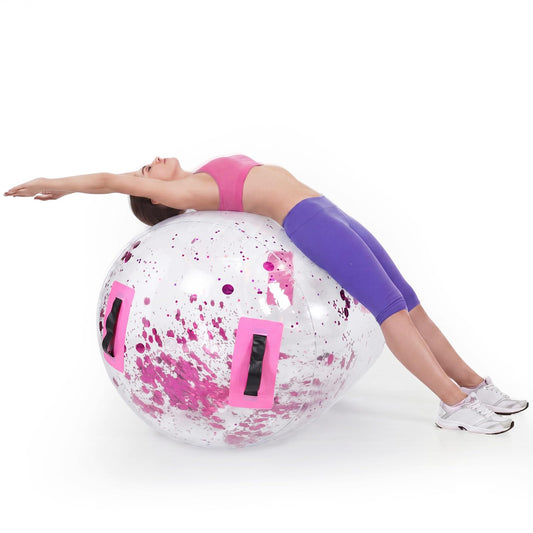 Gemscream Gymnastics Barrel Inflatable Air Roller Mat 40" x 24" Glitter Tumbling Air Barrel Gymnastic Cylinder Tumble Equipment for Back Handspring Trainer Cheerleading Yoga Home Use(Glitter Pink)