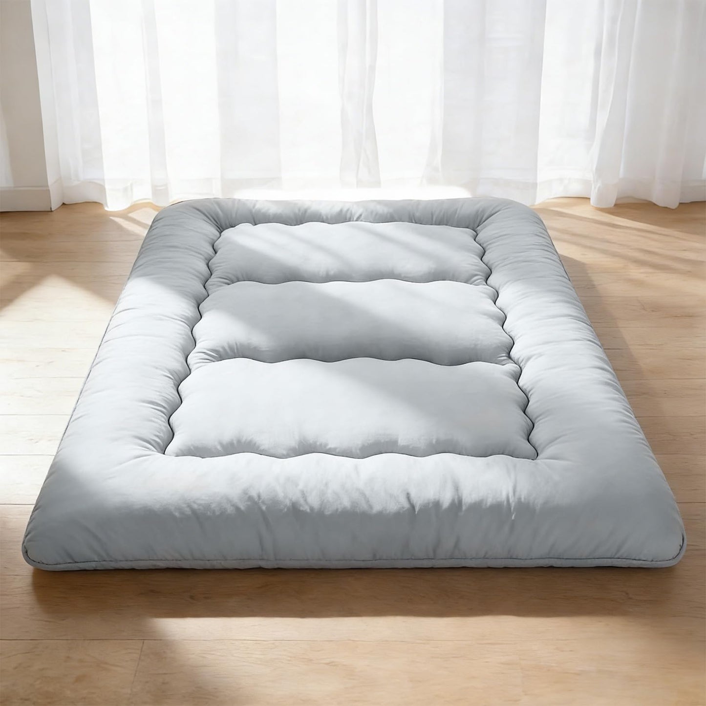 DUMOS Japanese Floor Mattress Twin Size, Futon Mattress Foldable with Removable Washable Cover, Portable Roll Up Tatami Mat for Kids Room, Dorm, Sleepovers and Solo Sleeper, Gray