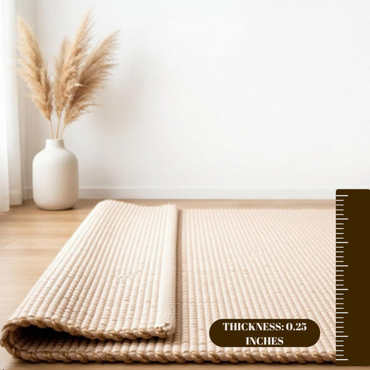 S & L Homes Jute Cotton Hand Woven Natural Farmhouse Area Rug for Living Room - Rustic Vintage Bohemian Décor - (6' x 9' Natural)