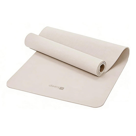 Keep 72" x 24" TPE Yoga Mat Non Slip, 1/4 Inch (6mm) Exercise Mat for Home Workout, Gym, Yoga, Pilates & Stretching with Carrying Strap, Oat White