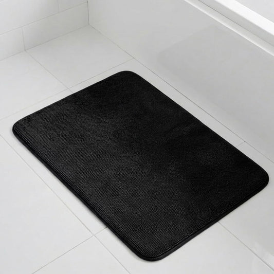 Muddy Mat® CloudStep Bathroom Rugs, Non Slip Bath Mats for Bathroom, Super Absorbent Memory Foam Chenille, Quick Dry Machine Washable Thick Toilet Rug for Shower Tub and Floor, Black 20" x 30"