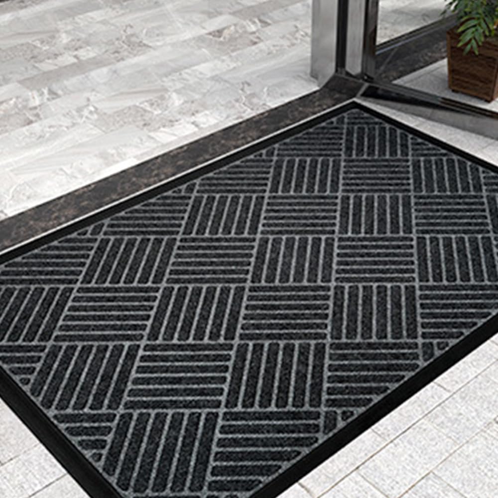 MATZEN Diamond Entrance Mats Indoor Outdoor, Front Door Mat Entryway Entrance Waterproof Outdoor Doormat, Heavy Duty Non Slip Durable Weatherproof Porch Deck Terrace Office Entrance Mat, 4x2, Blue