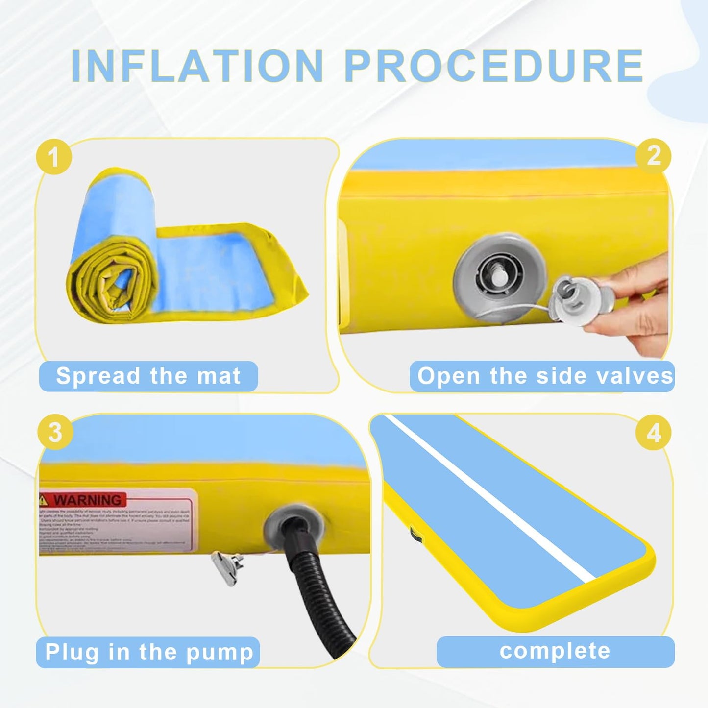HMTAOLIFE Inflatable Air Gymnastics Mat Tumble Track, 6.6/10/13/16/20ft Tumbling Mat Air Tumbling Track, Air Training Mat with Air Pump for Home/Water Fun/Gym/Yoga/Training/Cheerleading