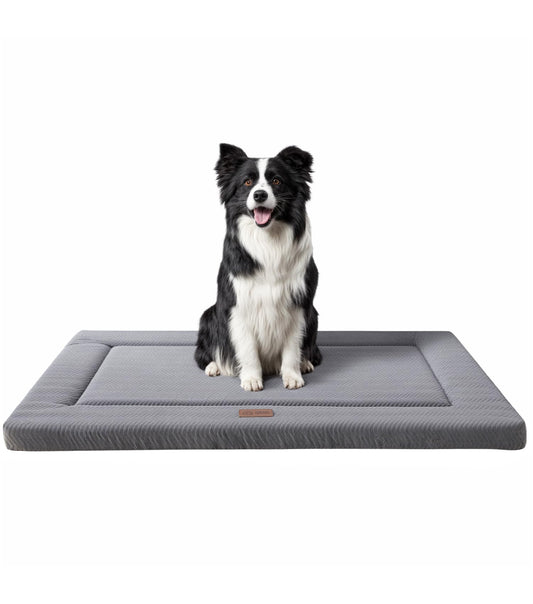 WESTERN HOME Dog Bed for Crate, Medium/Large Dogs Crate Bed with Soft Wavy Plush Comfortable Anti-Slip Kennel Pad Washable Pet Beds Mat for Dogs & Cats, Grey