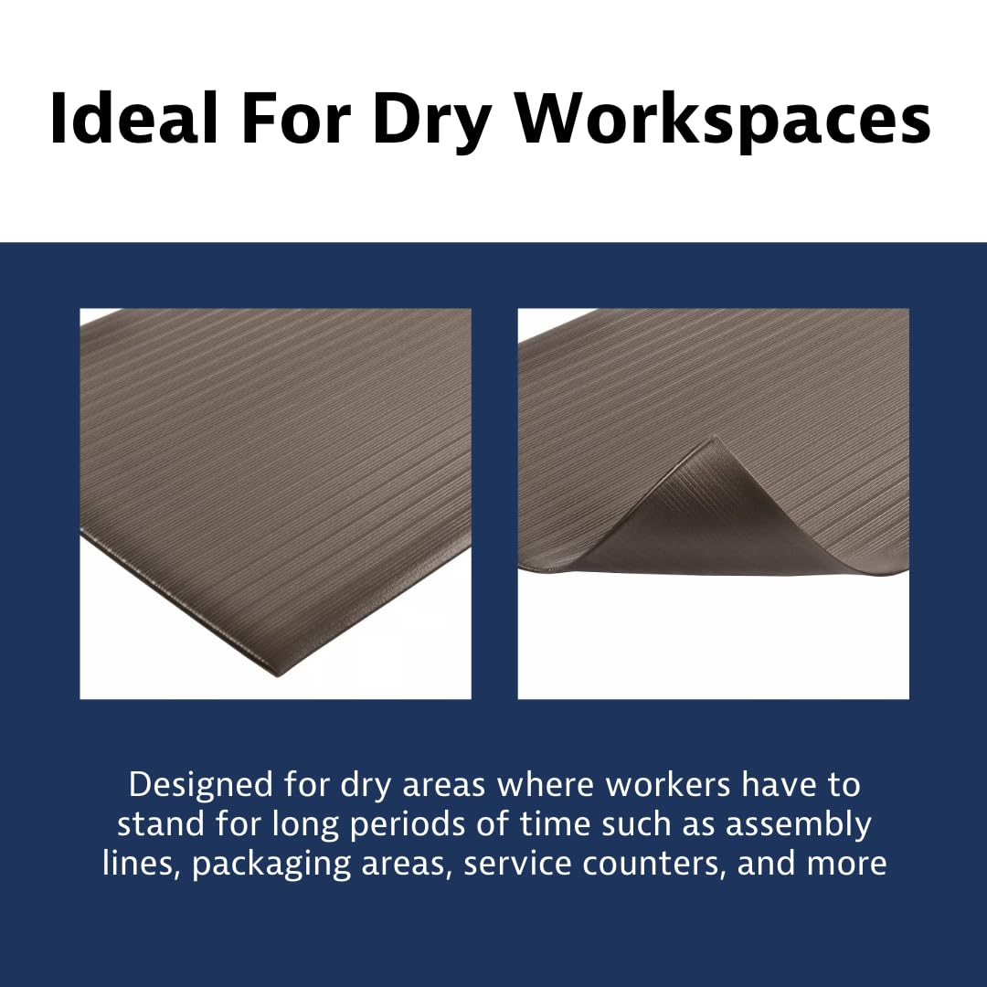 Notrax 410 Airug® 3' x 5' x 5/8" Anti Fatigue Mat, Enhanced Slip Resistance with Beveled Edges and Ribbed Surface, Ideal for Industrial and Commercial Workplaces, Black, 410S0535BL