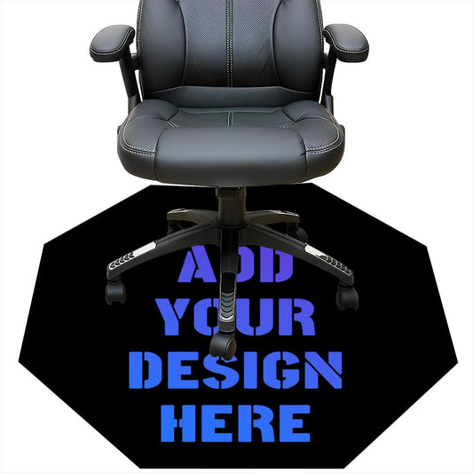 Personalized Octagonal 36 Inch Chair Mat - Design Your Own Photo Text Logo, Custom Octagonal Chair Mats, Multi-Purpose Chair Carpets, Black