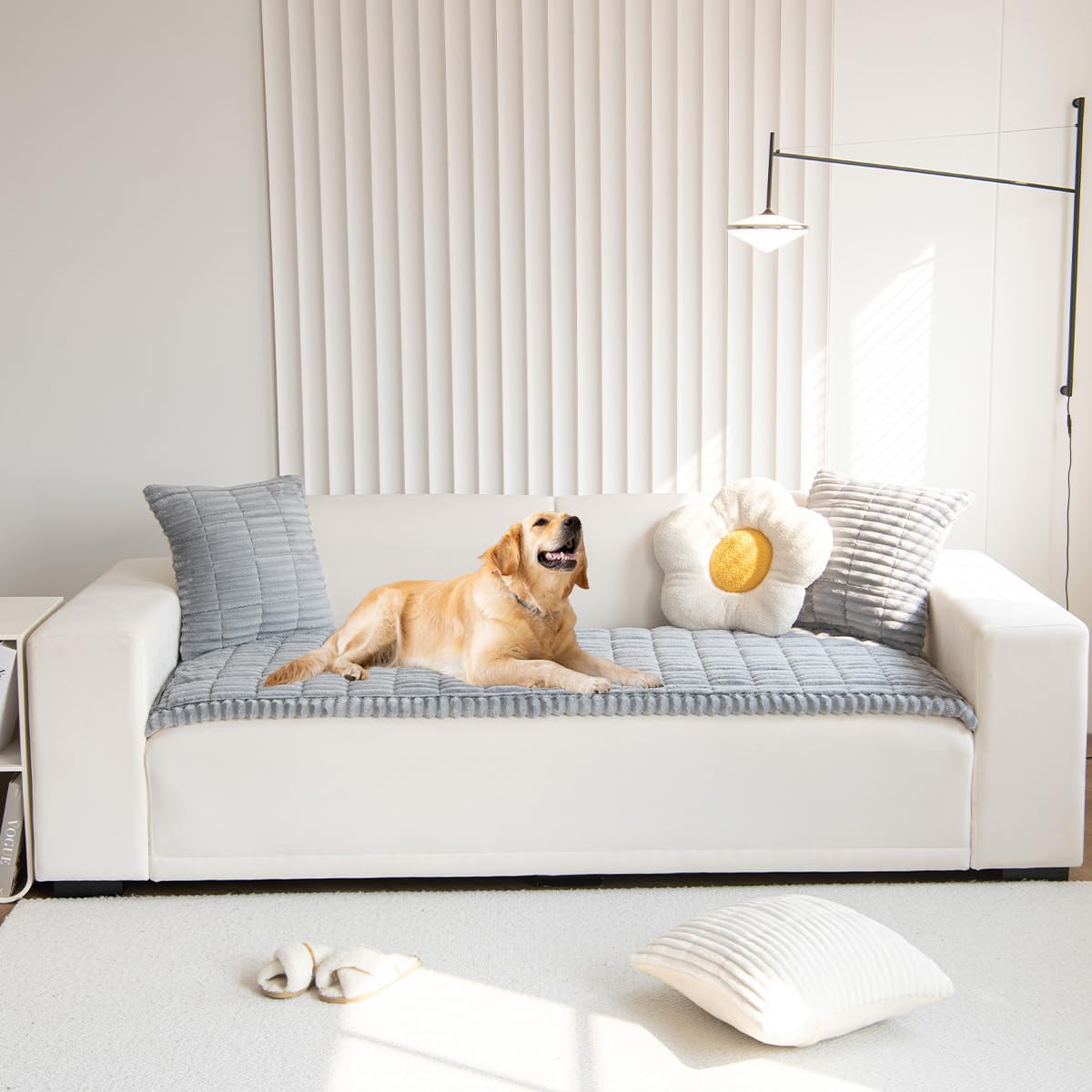 Gumfolk Pet Couch Covers for Sofa Slipcovers Couch Protector for Dogs Washable Cushion Cover, Sofa Pad Blanket Furniture, Grey, 27in*59in